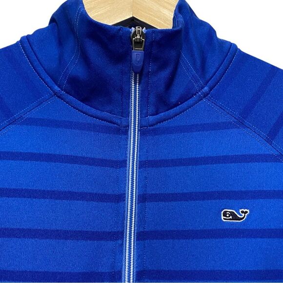 Vineyard Vines Blue Stripe Ombré Athletic Quarter Zip Pullover - Picture 6 of 10